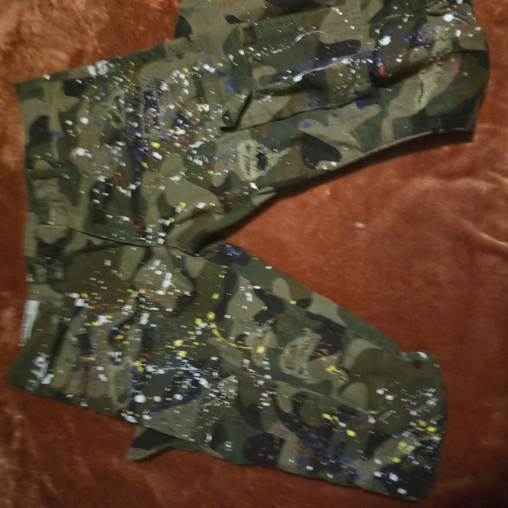 Camouflage Kids Bottoms with Paint Splatter